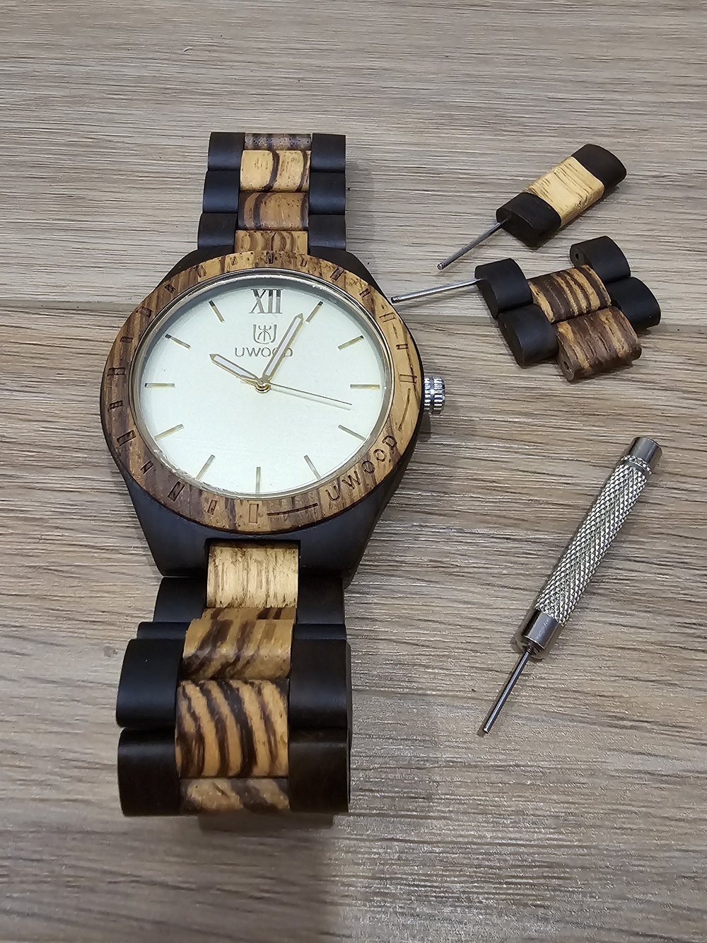 NWT UWOOD Natural Zebra Wood Watch Unisex - Brand New / Unused